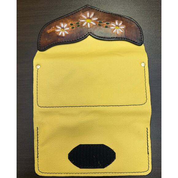 Stine Goya Leather wallet daisy New genuine yellow boho hippie multifunction - Picture 7 of 7